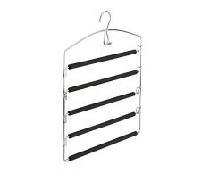 Relaxdays 10021831 Cintre multiple en métal peu encombrant rembourré pour robes pantalons HxlxP: 44,5 x 37 x 2,7 cm, argent/noir