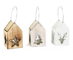 Small Foot 10535 Lanterne Motifs de Noël, Bois, Nature, 7 x 7 x 12 cm