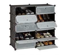 Relaxdays Meuble chaussures cubes rangement 10 casiers plastique chaussures modulable DIY HxlxP: 90x94x37 cm, noir