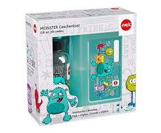 Emsa 518138 Boîte à Lunch Tritan-Monstre avec Gourde, Multicolore, 28 x 28 x 18 cm