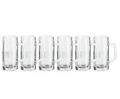 Domestic by Mäser bière Théière 0,4 l, avec logo de BBQ Gris élégant, de 6 pièces, verre, transparent, 40 x 30 x 20 CM, 6 unités de