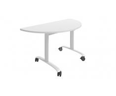 Buronomic AM487S Solution Table de réunion avec Plateau demi-lune abattant Métal Blanc 140 x 70 x 72 cm