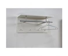 FMD Moebel 441-101 Spot Up Penderie Murale avec 4 Crochets/Tringle Bois Blanc Brillant 72 x 29,5 x 35 cm