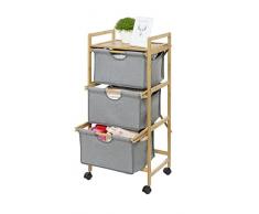 Wenko 62213100 Desserte Buanderie, Bambou, Marron, 34 x 44 x 96 cm