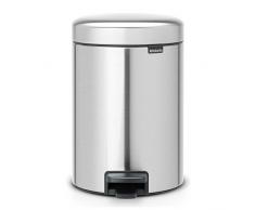 Brabantia 112164 Poubelle à Pédale Newicon avec Seau en Plastique, 3 L - Acier Mat Anti-trace Doigt