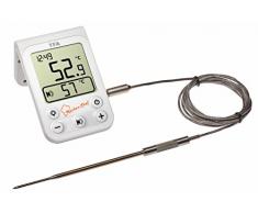 TFA-Dostmann Chef de Cuisine numérique Barbecue Thermomètre à Viande avec rétroéclairage, Plastique, Blanc, 6,4 x 2 x 10 cm