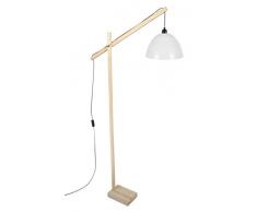 Tosel 95373 Lampadaire Liseuse 1 Lumière, Bois, E27, 40 W, Blanc, 80 x 180 cm