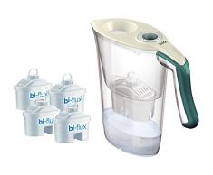 LAICA - Kit J9059 - Carmen Tosca - Carafe filtrante avec 4 filtres Bi-Flux - Plastique - Couleurs : crème et Vert foncé