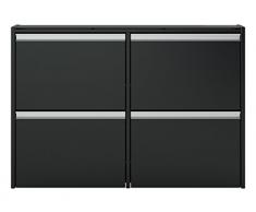 Steens Armoire à Chaussures Group, Fixation Murale, 4 Compartiments, MDF Noir, Bois, Black, 18 x 103 x 71 cm