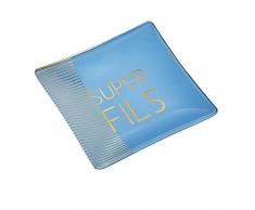 LA CARTERIE Vide Poche en Verre Super Fils, Bleu, 12 x 12 x 1,5 cm