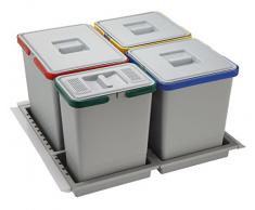 ELLETIPI Metropolis PTC28 06050 2F C10 PPV Poubelle tri sélectif à tiroir, Gris, 51 x 46 x 28 cm