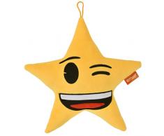 Innova Y08599 Coussin avec Emplacement Photo Emoji Etoile, Suédine, Jaune/Rouge/Noir/Blanc, 30 x 30 x 6 cm