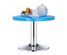 Relaxdays 10021919_45 Guéridon Rond, Petite Basse, Table Enfant métal déco coloré, Bleu, Bois Dense, 50 x 50 x 41 cm