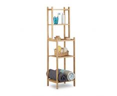 Relaxdays Etagère de salle de bain en bambou 5 niveaux colonne de rangement sur pied HxlxP: 121 x 33 x 28 cm, nature
