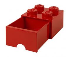 LEGO 40051730 Brique de rangement empilable Légo 4 plots 1 tiroir Plastique Rouge H18 x 25 x 25 cm