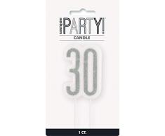 Unique Party- Bougie, 83867, Noir et argenté