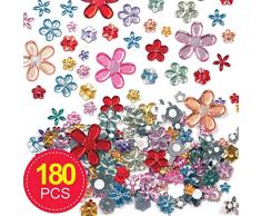 Baker Ross Lot de 180 Bijoux Acryliques Autocollants en forme de Fleur de différentes couleurs - Idéal pour les créations de Fête des Mères et de la St Valentin
