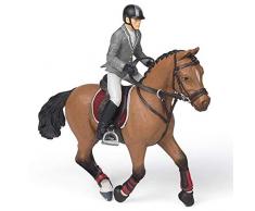 Papo- Cheval de Concours et Son Cavalier, POULAINS ET PONEYS Figurine, 51561, Multicolore