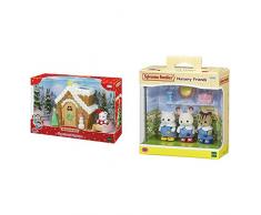 SYLVANIAN FAMILIES-Le Coffret Noël Mini-poupées et Accessoires, 5390, Multicolore & Nursery Friends Families Les Amies De Creche, 5262, Multicolore