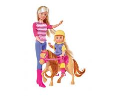 Simba - 105738051 - Poupée Enfant - Steffi Love - Entraînement dÉquitation avec Evi Love - 29 cm et 12 cm
