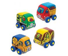 Melissa & Doug Véhicules de Construction à Traction - Jouet Bébé Peluche Jeu de 4 Véhicules - Version Anglaise
