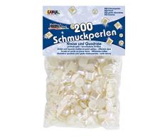 KREUL 49901 – Perles de Bijoux pour la création daccessoires de Mode et pour la décoration de la Maison, 200 Pierres Assorties en Cercles et carrés Jaune nacré