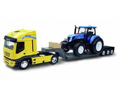 New Ray - 1693 - Véhicule Miniature - Camion Iveco Stralis + Remorque Avectracteur New Holland - Echelle 1/24