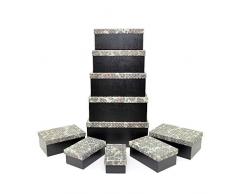 Gifts 11678 Lot de 4 boîtes de rangement avec couvercles Shatchi pour décoration dintérieur