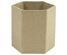 Décopatch AC794C - Un support en papier brun pulpé 8x8x7 cm, pot à crayon héxagone