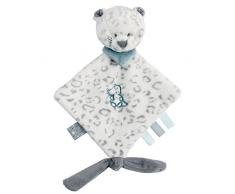 Natto Mini Doudou Plat Léopard des Neiges Léa avec Attache pour Sucette, 20 x 38, Loulou, Léa et Hippolyte, Blanc/Gris