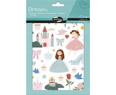 Maildor AE134O - Un sachet de gommettes Dreamy 6 planches 14,8x21cm, Princesses (219 stickers)