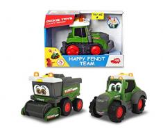 Dickie Toys Happy Fendt Team, Voiture de Jeu pour Enfants à partir de 1 an, Tracteur, véhicule à chenilles ou coffres de Tonte à Jouets, lumière et Son tri pour Enfants à partir de 1 an, 16 cm