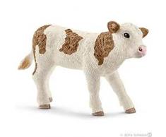 Schleich- Figurine Veau Simmental français Farm World, 13802, Multicolore