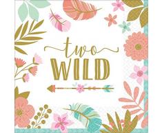 Amscan International 5121062 papier et plastique Vaisselle, Serviette Lunch Boho anniversaire Girl-2nd anniversaire