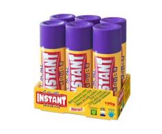 INSTANT - Lot de 6 Batons de Colle 100g couleur violet - grand format - facile à prendre en main pour les enfants