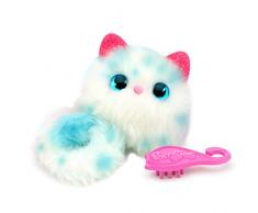 Bandai - Pomsies - Snowball - chaton blanc et bleu - Peluche interactive qui saccroche partout - 82789