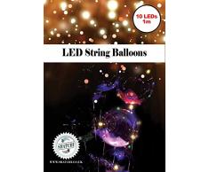 Shatchi 22001 Ballons lumineux à LED à lhélium pour décoration dintérieur, fête, mariage, anniversaire, Saint-Valentin, 30 LED (peut également être remplie dair), rouge