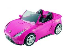 Barbie Voiture Cabriolet Rose pour poupée, décapotable avec deux sièges noirs, ceintures et rétroviseurs argentés, jouet pour enfant, DVX59