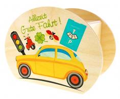 Hess 15212 Tirelire en Bois avec clés, Bonne Conduite et Panneaux de signalisation Cadeau pour permis de Conduire Env. 11,5 x 8,5 x 6,5 cm, Multicolore