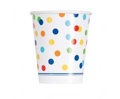 Rainbow Polka dot - Happy Birthday - Gobelets en papier - 266 ml - Lot de 8