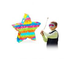 Relaxdays Pinata à Suspendre Étoile pour Enfants à remplir Anniversaire Jeux décoration, coloré, 10025174