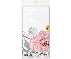 Unique Party 72553 Painted à fleurs Rose Nappe en plastique, 2,1 x 1,4 m