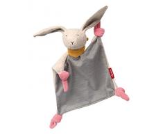 Sigikid- Filles et Garçons, Doudou Plat Lapin Signature Collection, Jouets pour Bébés Recommandé à partir de 0 Mois, 41936, Rose, Gris, 25 x 20 x 7 cm