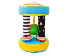 Small Foot 11421 Cylindre en Peluche, Balle pour bébés hochet, Jouet éducatif, Multicolore