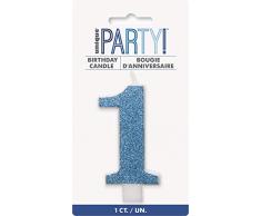Unique Party-84261 Bougie, 84261, Bleu/argenté