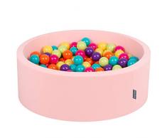 KiddyMoon 90X30cm/200 Balles ∅ 7Cm Piscine À Balles Pour Bébé Rond Fabriqué En UE, Rose:Vert Clair/Jaune/Turq/Orange/R.Foncé/Violet