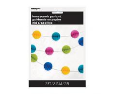 Unique Party 49612 - Guirlande de Boules Alvéolées de Couleurs Vives (2.1 m)