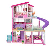 Barbie Mobilier Dreamhouse, maison de rêve pour poupées avec piscine, toboggan et ascenseur accessible en fauteuil roulant, jouet pour enfant, GNH53