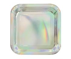 Unique Party- Assiettes en carton, 53934, Multicolore Iridescent