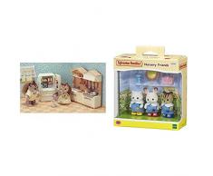 SYLVANIAN FAMILIES-La Cuisine aménagée Mini-poupées et Accessoires, 5341, Multicolore & Nursery Friends Families Les Amies De Creche, 5262, Multicolore